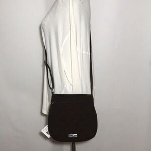 Vera Bradley NWT New Dark Espresso Brown Petite Zip Hipster Crossbody Purse Bag